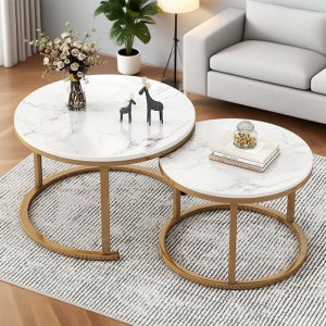 NEW WORLD 원형 거실테이블 협탁 세트 미니멀 북유럽스타일 모던 인테리어 소파테이블