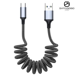 바라보고 USB A to C타입 차량용 고속충전 카플레이 스프링 케이블 그레이, 1개, 1m