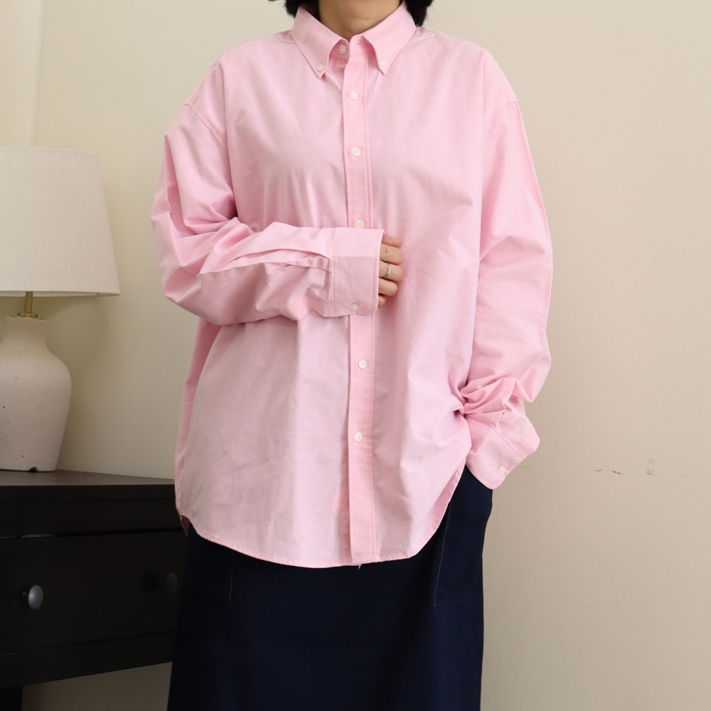 봄 데일리 옥스퍼드 남방 빅사이즈 박시 오버핏 긴팔 단추 셔츠 핑크 네이비 88 99