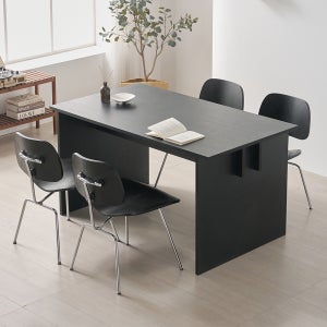 클래시코 오크 원목 2인 4인 사각 식탁 다이닝 카페테이블 1400mm, 블랙