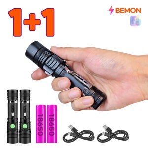 1+1 82g 가벼운 괴물 LED 손전등 충전식 휴대용 후레쉬 초강력 써치라이트