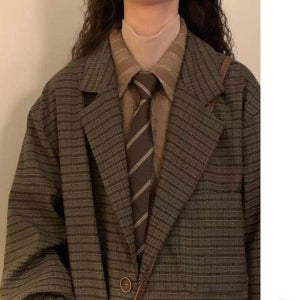 여성정장자켓 봄 가을 빈티지 체크 블레이저 2색 M~3XL