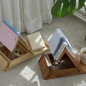 원목 북레스트 독서대 책거치대 북스탠드 책받침대 독서용품 컵받침홈 수납서랍형 집들이 선물 인테리어 소품