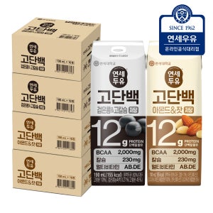 연세두유 고단백 저당두유 검은콩고칼슘32팩+아몬드잣32팩, 190ml, 64개