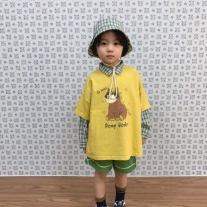 [재고보유] 고유 아동복 26봄 포니 고도리 티셔츠 아동 (머스타드 L, XL 사이즈)