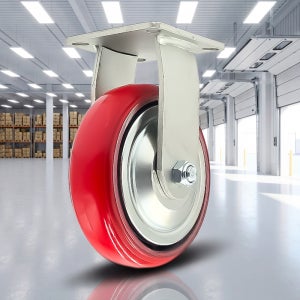 롤테이너바퀴 6인치(15cm) 폭4.4cm 360kg 우레탄,대차바퀴 고정형