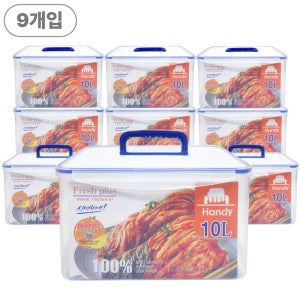 [대량구매] 후레쉬플러스 업소용 김치통 대용량 벌크 10L, 투명, 9개