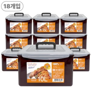 [대량구매] 후레쉬플러스 업소용 김치통 대용량 벌크 10L, 초코, 18개