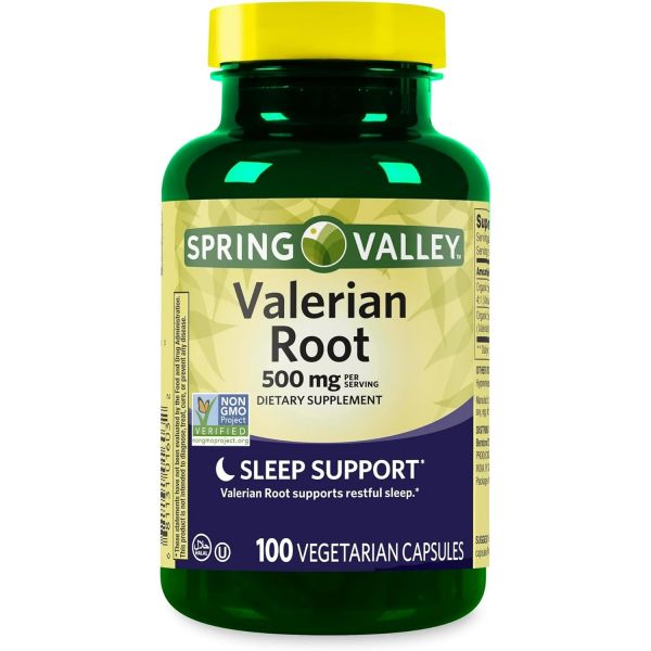 발레리안 루트 습관 <b>스프링 밸리</b> 500mg 100캡슐 진정 전통 허브 (3팩)