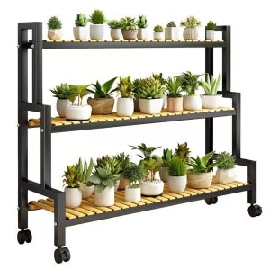 베란다 이동식 화분 정리대 화단 발코니 화분정리 A. 업그레이드 버전 2겹 길이 80 화이