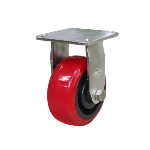 스텐바퀴 12.5cm( 5인치 ) 중량 고정 롤러베어링타입 적색 우레탄바퀴 올스텐캐스터