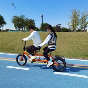 접이식 2인용 자전거 가족용 커플 관광용 20인치 텐덤 자전거