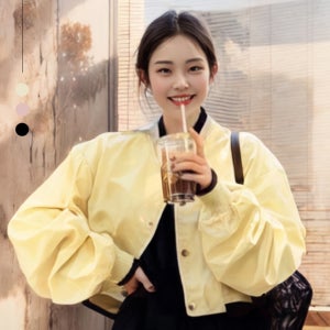 J2K 바시티 데일리 자켓 간절기 여자 블루종 아우터 크롭 항공점퍼