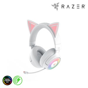 레이저 RAZER Kraken Kitty V3 Pro 게이밍 헤드셋 무선 RGB 고양이 귀 헤드폰 스트리밍 마이크 고음질 화이트