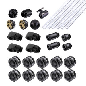 Bykski 하드 튜브 피팅 키트, OD14mm PETG 스위치 포함, 3 방향 수냉, DIY 핸드 압축 커넥터