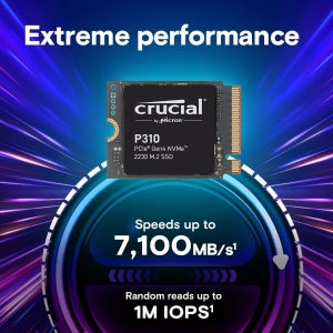 Crucial P310 1TB/2TB PCIe Gen4 2230 NVMe M.2 SSD - 최대 7100MB/s 속도 콘솔 성능 향상 내장형 OEM 패키지