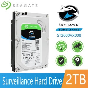 Seagate Skyhawk 감시 하드 드라이브 디스크, SATA III 3.5 인치 HDD 보안 시스템 비디오 레코더 DVR CCTV용, 2TB