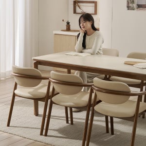 아이렌 원목 포세린 세라믹 식탁세트 식탁+의자6, 1800mm, 월넛