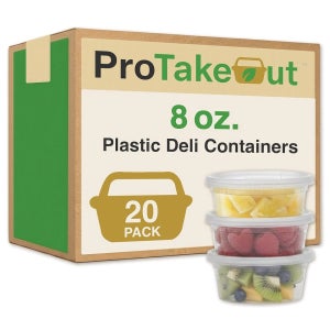 프로테이크아웃 [8oz 20 뚜껑이 있는 플라스틱 용기 세트 밀폐 BPA 8 Fluid Ounces 20