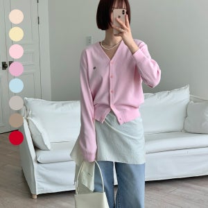 봄 가디건 가을 워셔블 레이어드 비비드 크롭 핑크 레드 연보라 국내제작 간절기가디건