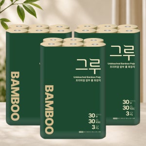 그루 대나무 휴지 먼지없는 두루마리 휴지 30m, 30롤, 3팩