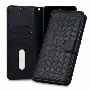 국내 생산 폰누리 천연소가죽 카드 지갑 다이어리 케이스 하운드 블랙, LG Q92