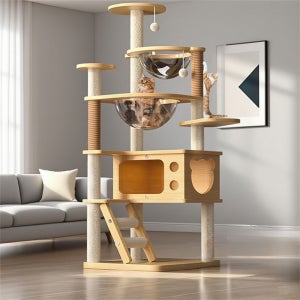 NEW WORLD 튼튼한 다층 캣타워 링트리 등반 프레임 + 스크래쳐 + 장난감 대소형묘 모두 가능