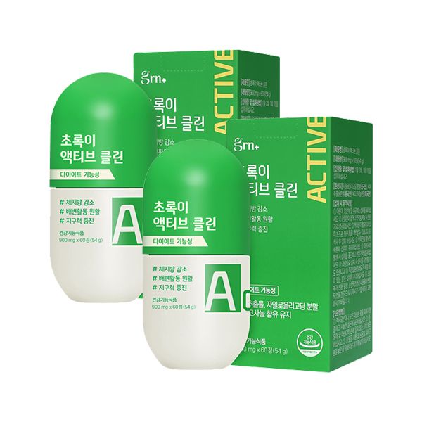 <b>GRN</b> 초록이 액티브 클린 식품 60정 2개