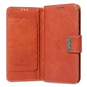 국내 생산 폰누리 가죽 카드 지갑 다이어리 케이스 윙 오렌지,  LG Q51