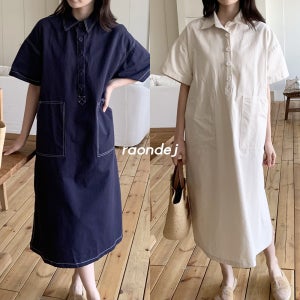 브런치 노말 스티치 카라 반셔츠 롱원피스