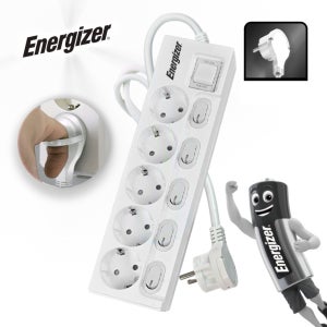 에너자이저 개별스위치 3680W 고용량 멀티탭 납작플러그 과부하차단 화이트, 5구, 4m