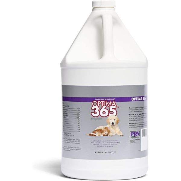고양이와 강아지 산 영양 인 PRN 파마칼 <b>옵티마</b> 365 <b>오메가3</b> 오메가 6 9 비타민 미네랄 1 갤런