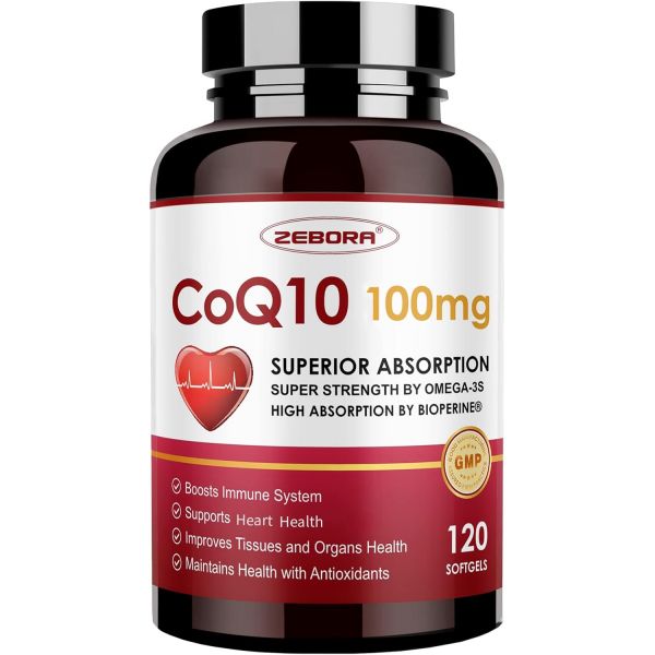 <b>coq</b>10 심부전 부정맥 <b>CoQ10100</b>mg소프트젤 PQQ <b>바이오페린</b> 오메가3 고성 코엔자임 Q10 제 에너지 생산 120인분 비유전성 물질(NonGMO) 포함