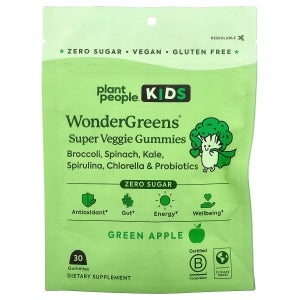 플랜트 피플, 어린이용,wonderGreens 슈퍼 베지 구미젤리, 청사과, 구미젤리 30개 PPP-81306