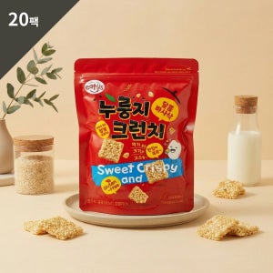 이더스 달콤 바삭 누룽지 크런치 스낵 쌀과자 글루텐프리 간식 과자 찹쌀 110g, 20개