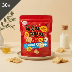 이더스 달콤 바삭 누룽지 크런치 스낵 쌀과자 글루텐프리 간식 과자 찹쌀 110g, 30개