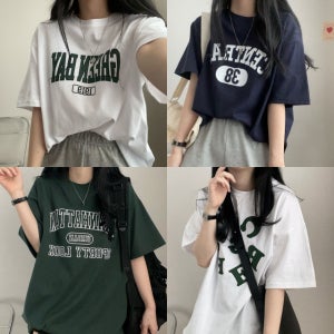 여성 반팔티 오버핏 레터링 레이어드 박스티 봄 여름 데일리 티셔츠 21종