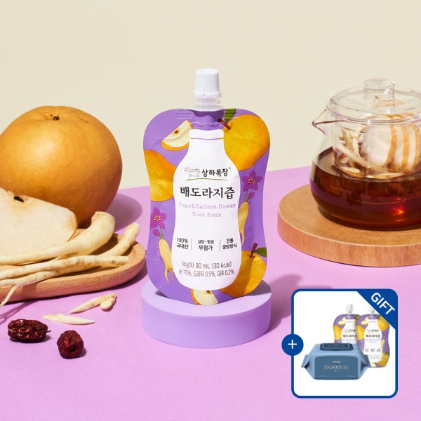 매일유업 직영스토어 [슈퍼적립]상하목장 배도라지즙 90ml 20팩 [+베베숲 시그니처블루 물티슈 1개,배도라지즙 2팩 추가 증정][도착보장]