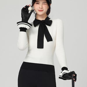 여성 골프 니트 스웨터 리본 스타일