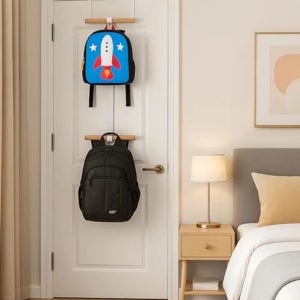 HK sell 판테 다용도 도어행거 문걸이 가방 모자 걸이 우드 2단 수납 거치대
