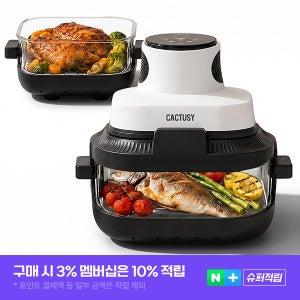 캑터시 에어큐브 올스텐 글라스 에어프라이어 4L+1.5L CY-AF15610S 듀얼 유리용기 분리세척