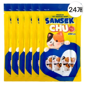 삼색츄 고양이 츄르 타입 간식, 참치맛, 스틱형 참치, 4개, 6개