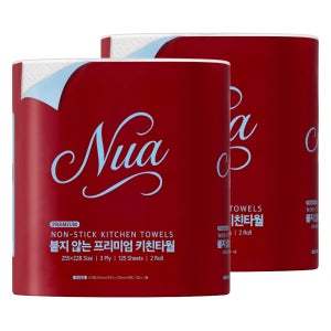 누아 붙지 않는 프리미엄 키친타월 2롤 125매, 2팩