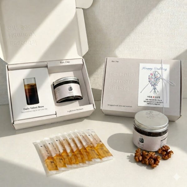 례답 돌잔치 답례품 웨딩 회사 승진 퇴사 개업 조문 호두정과60g 커피30ml 2개 세트