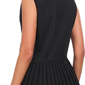 여성 골프 조끼 플리츠 밑단 슬리브리스 운동 재킷 러닝 요가 테니스용 [미국출고]