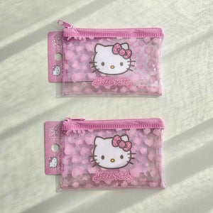 헬로키티 투명 파우치 핑크 레오파드 pvc