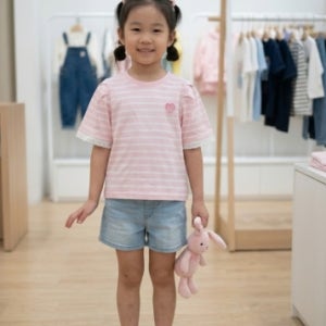 리틀밥독 키즈 여름옷 프리티 티셔츠 여아 아동 데일리 러블리한 반팔티 B252MTS14