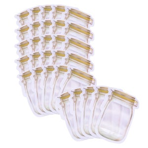 MYA AOT 30팩 메이슨 병 지퍼백 재사용 가능한 밀폐 보관 간식 누수 Small Yellow