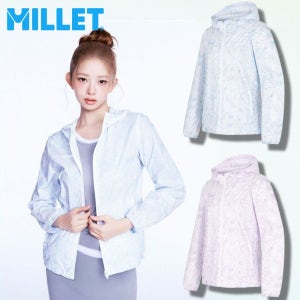 밀레 여성 바람막이 후드집업 자켓 아웃도어 등산 캐주얼 방풍자켓 플라워 경량 일체형후드