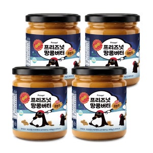 프리즈넛 땅콩버터 땅콩잼 플러스 100% 피넛버터 크런치 무첨가 무가당 430g, 4개
